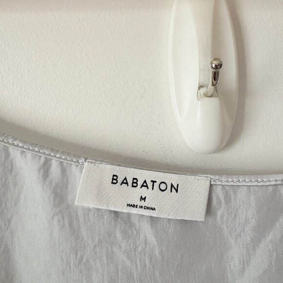Aritzia Babaton Beck Satin Slip Mini Dress Silver Pearl Grey Size Medium - Picture 9 of 10